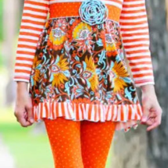 Autumn Floral & Striped Ruffle Outfit Set - Picture 2 of 6